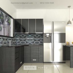 Jasa Kitchen Set Motif Kayu Black Kompleks Elysian Residence Pasar Minggu ID4852P